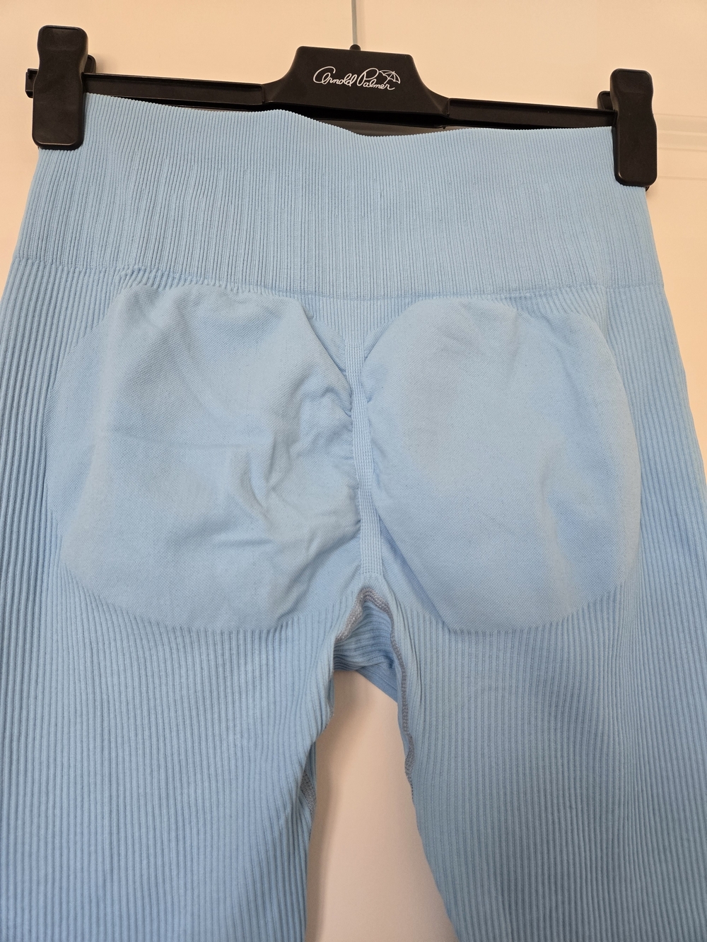 High-Waist Ribbed String Leggings - Blue - Picture 5 of 6